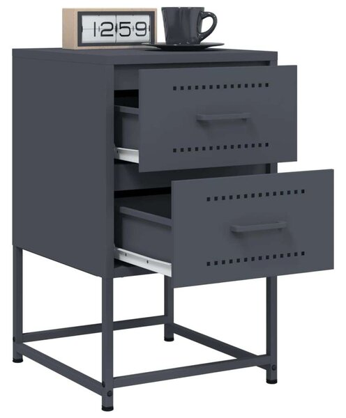 VidaXL Fém Éjjeliszekrény Szett - 2 db - Antracitszürke - 36x39x60,5 cm