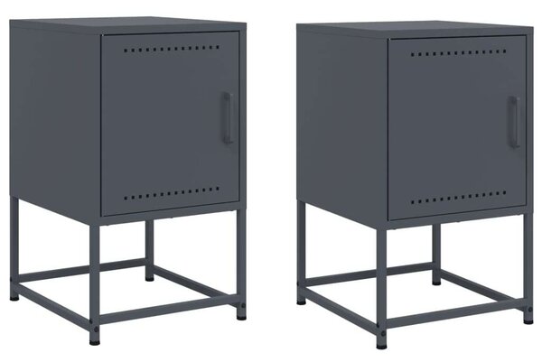 VidaXL Fém Éjjeliszekrény Szett - 2 db - Antracit Szürke - 36x39x60,5 cm