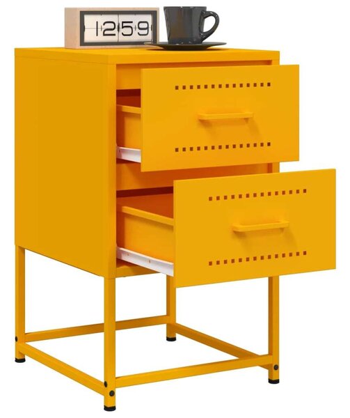 VidaXL Fém Éjjeliszekrény Szett - 2 db - Mustársárga - 36x39x60,5 cm