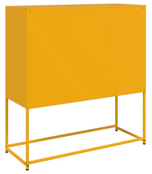 VidaXL Mustársárga Acél Tálalószekrény - 100,5x39x107 cm
