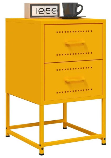 VidaXL Fém Éjjeliszekrény Szett - 2 db - Mustársárga - 36x39x60,5 cm