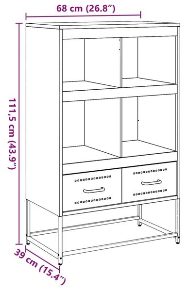 VidaXL mustársárga acél magasszekrény 68,5x39x111,5 cm
