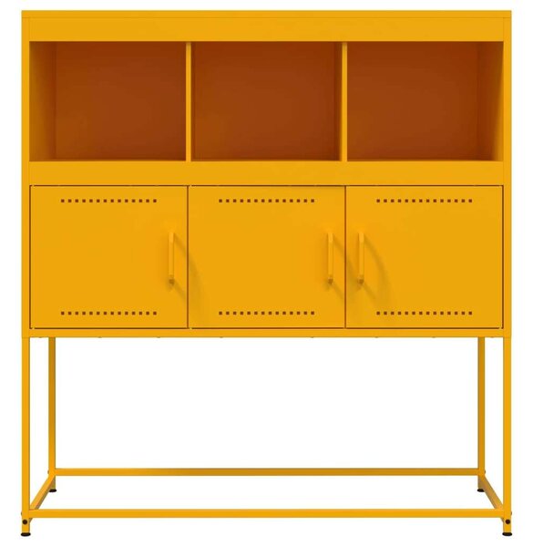 VidaXL Mustársárga Acél Tálalószekrény - 100,5x39x107 cm