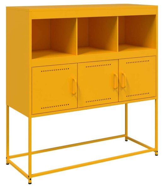 VidaXL Mustársárga Acél Tálalószekrény - 100,5x39x107 cm