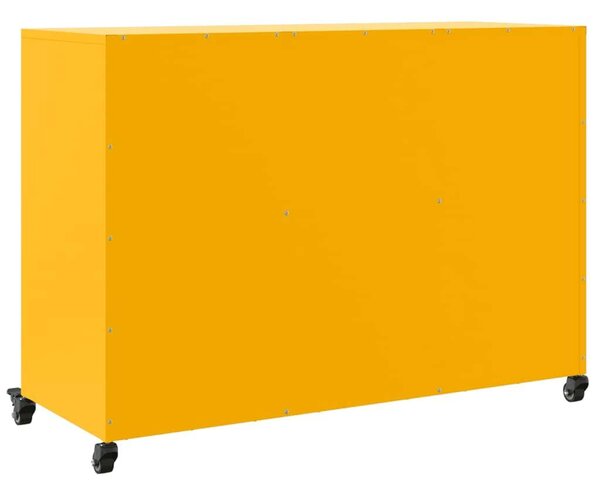 VidaXL Acél Tálalószekrény - Mustársárga - 100,5x39x72 cm