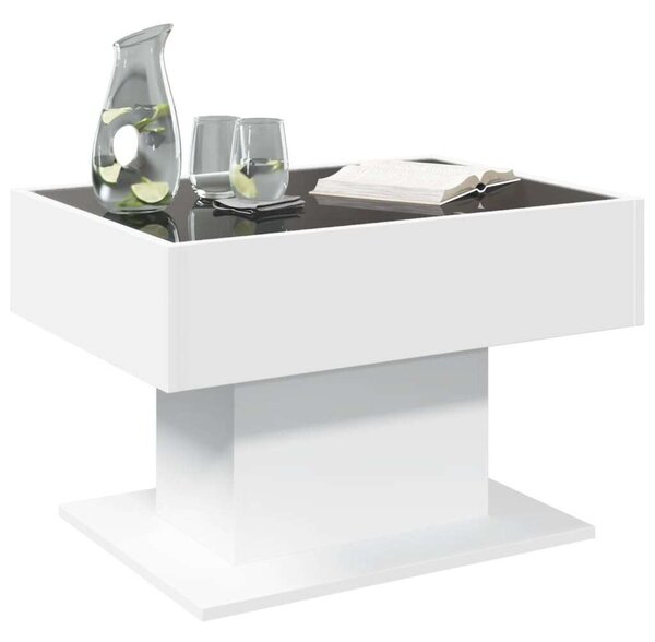 VidaXL LED Dohányzóasztal - Fehér - 70x50x45 cm