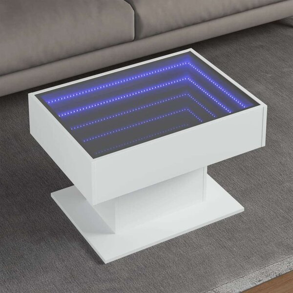 VidaXL LED Dohányzóasztal - Fehér - 70x50x45 cm