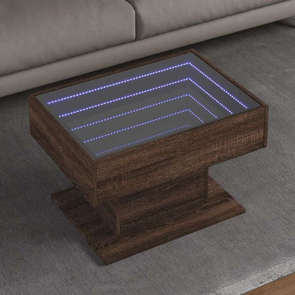 LED-es Dohányzóasztal - Barna Tölgy - 70x50x45 cm
