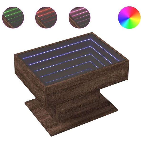 LED-es Dohányzóasztal - Barna Tölgy - 70x50x45 cm