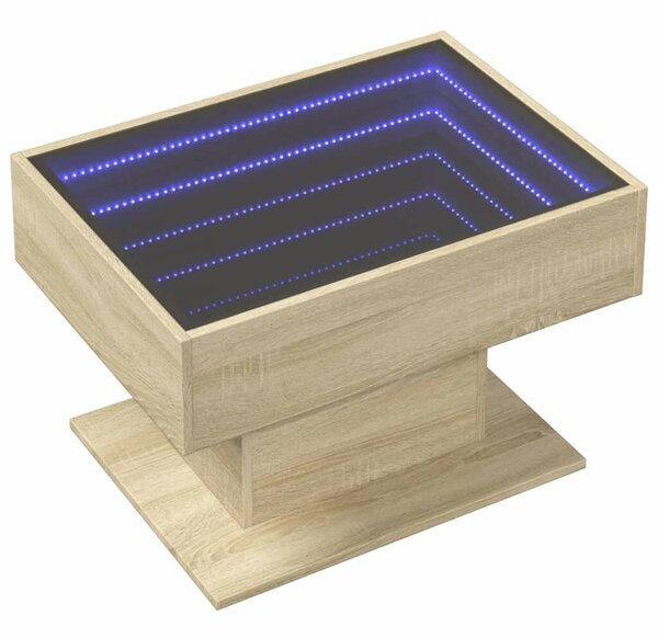 VidaXL LED Dohányzóasztal - Sonoma Tölgy - 70x50 cm