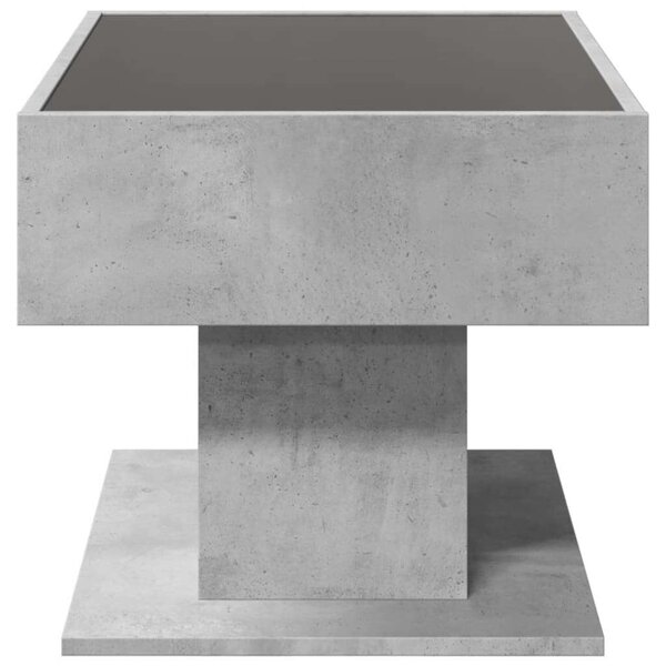VidaXL LED-es Dohányzóasztal - Beton Szürke - 70x50x45 cm