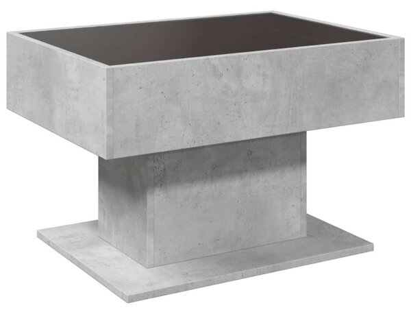 VidaXL LED-es Dohányzóasztal - Beton Szürke - 70x50x45 cm