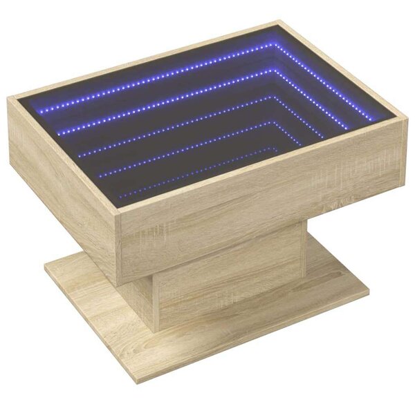 VidaXL LED Dohányzóasztal - Sonoma Tölgy - 70x50 cm