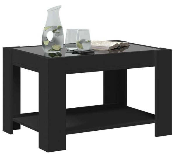 LED-es Dohányzóasztal - Fekete - 73x53x45 cm