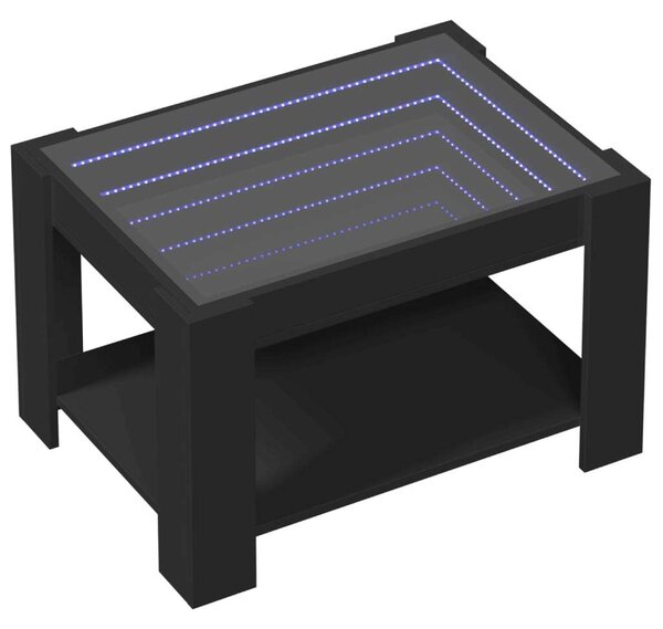 LED-es Dohányzóasztal - Fekete - 73x53x45 cm