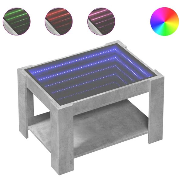 VidaXL LED Dohányzóasztal - Beton Szürke - 73x53x45 cm