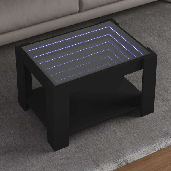 LED-es Dohányzóasztal - Fekete - 73x53x45 cm
