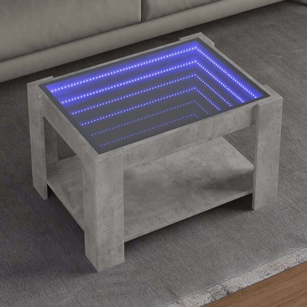 VidaXL LED Dohányzóasztal - Beton Szürke - 73x53x45 cm