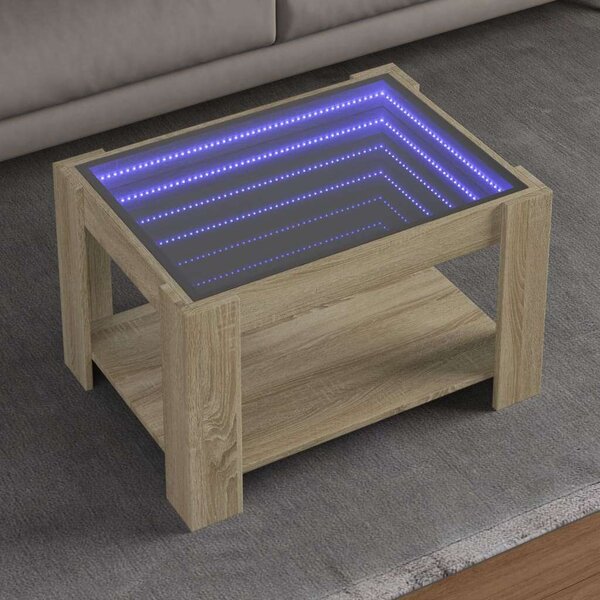 VidaXL LED Dohányzóasztal - Sonoma Tölgy - 73x53x45 cm