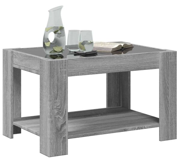 LED-es Dohányzóasztal - Szürke Sonoma - 73x53x45 cm
