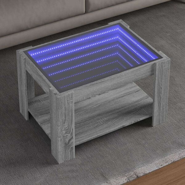 LED-es Dohányzóasztal - Szürke Sonoma - 73x53x45 cm