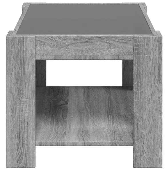 LED-es Dohányzóasztal - Szürke Sonoma - 73x53x45 cm