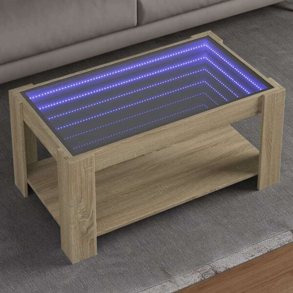 VidaXL LED Dohányzóasztal - Sonoma Tölgy - 93x53x45 cm