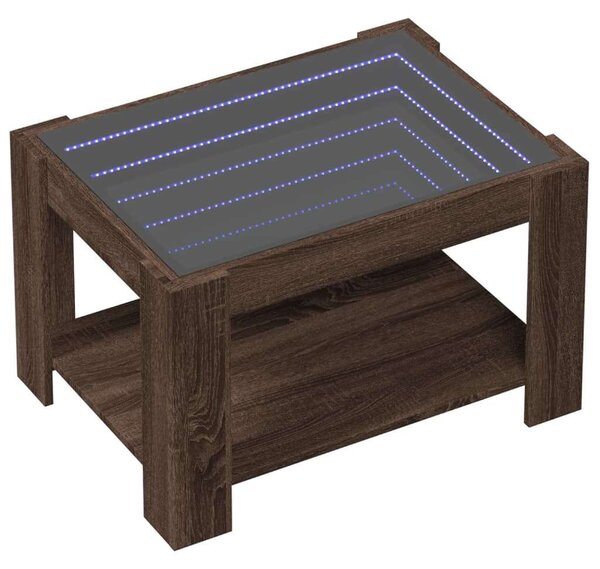 VidaXL LED-es Dohányzóasztal - Barna Tölgy - 73x53x45 cm