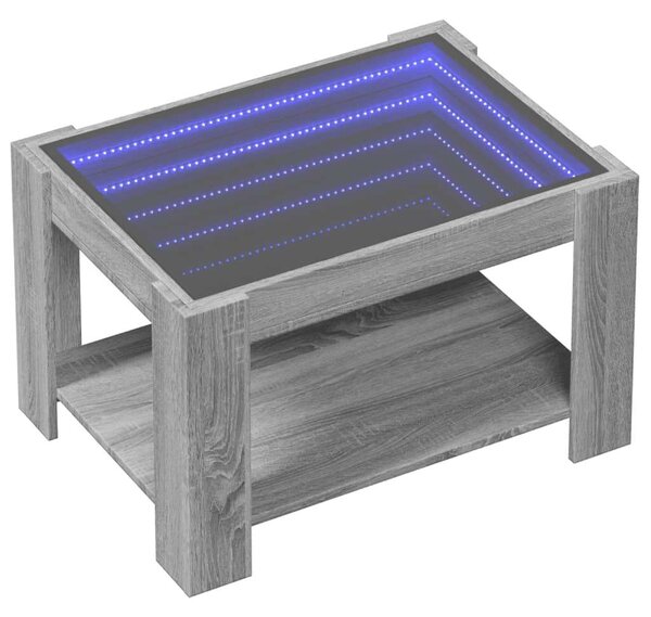 LED-es Dohányzóasztal - Szürke Sonoma - 73x53x45 cm