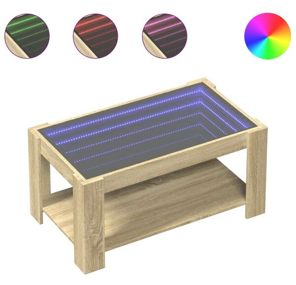 VidaXL LED Dohányzóasztal - Sonoma Tölgy - 93x53x45 cm