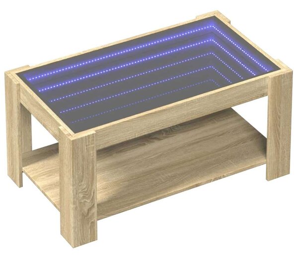 VidaXL LED Dohányzóasztal - Sonoma Tölgy - 93x53x45 cm