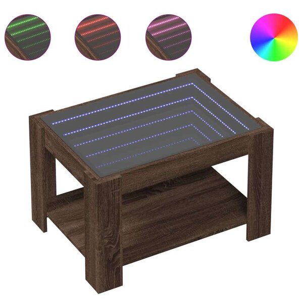 VidaXL LED-es Dohányzóasztal - Barna Tölgy - 73x53x45 cm