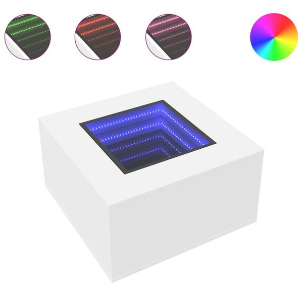 VidaXL LED Dohányzóasztal - Fehér - 60x60x40 cm