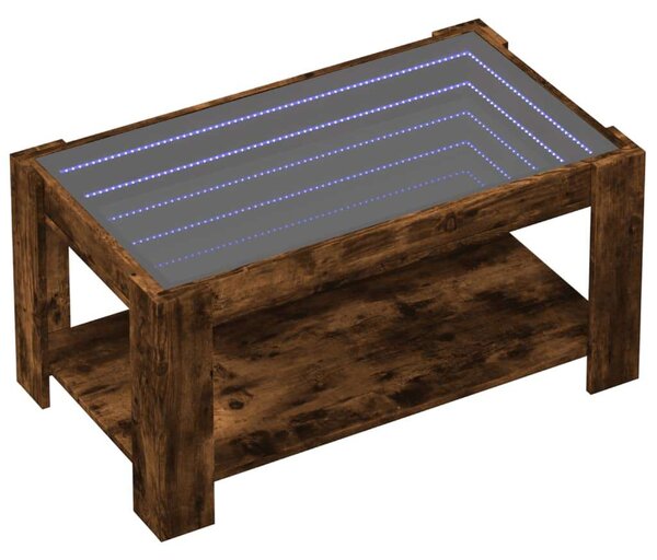 VidaXL LED-es Dohányzóasztal - Füstös Tölgy - 93x53x45 cm