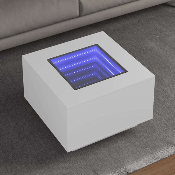 VidaXL LED Dohányzóasztal - Fehér - 60x60x40 cm