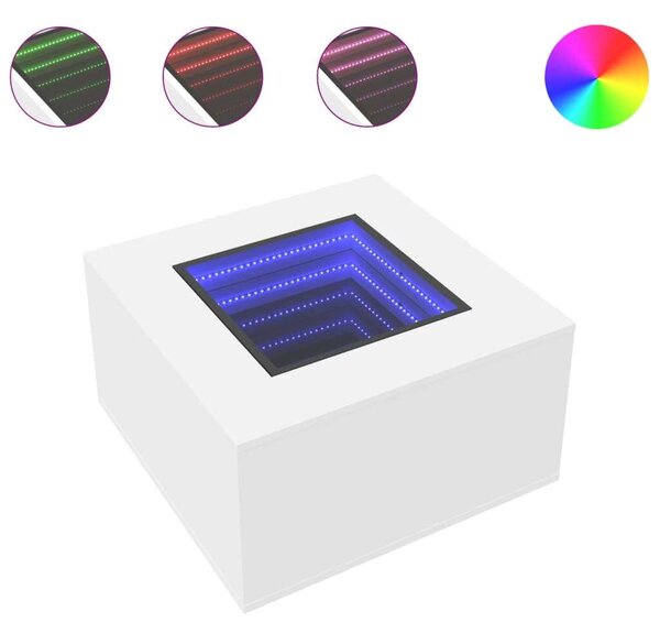 VidaXL LED Dohányzóasztal - Fehér - 60x60x40 cm