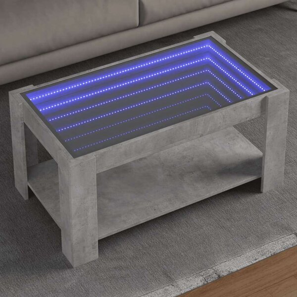 VidaXL LED Dohányzóasztal - Beton Szürke - 93x53x45 cm