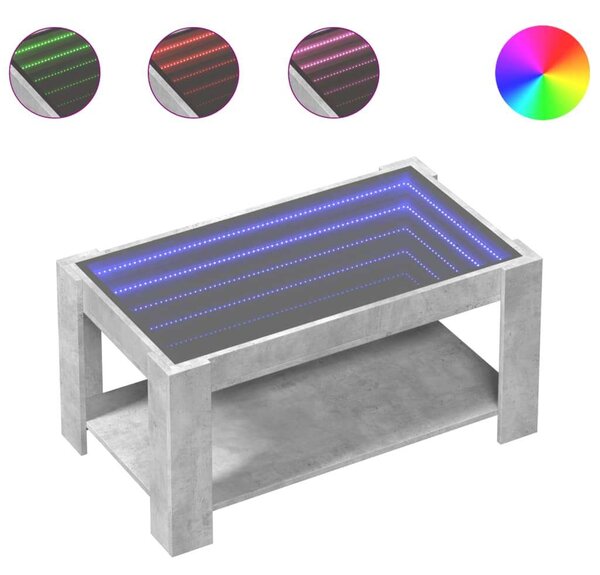 VidaXL LED Dohányzóasztal - Beton Szürke - 93x53x45 cm