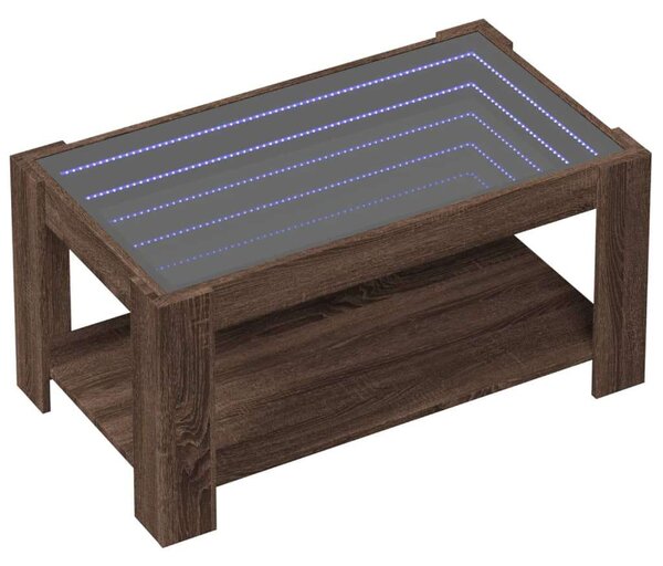 VidaXL LED Dohányzóasztal - Barna Tölgy - 93x53x45 cm