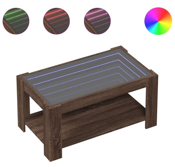 VidaXL LED Dohányzóasztal - Barna Tölgy - 93x53x45 cm