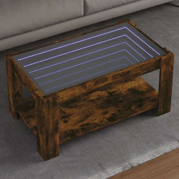 VidaXL LED-es Dohányzóasztal - Füstös Tölgy - 93x53x45 cm
