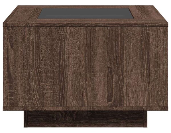 VidaXL barna tölgy szerelt fa dohányzóasztal LED-del 60 x 60 x 40 cm