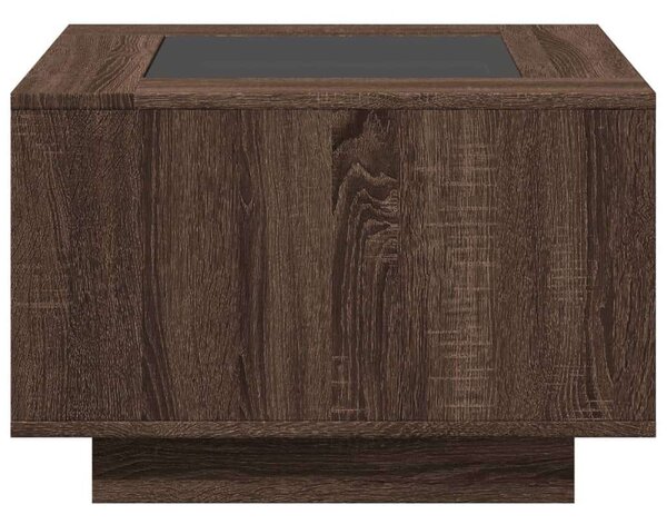 VidaXL barna tölgy szerelt fa dohányzóasztal LED-del 60 x 60 x 40 cm