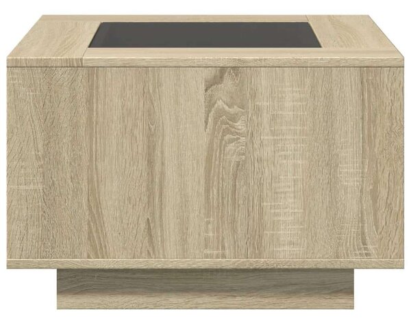 VidaXL LED-es Dohányzóasztal - Sonoma Tölgy - 60x60x40 cm