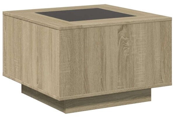 VidaXL LED-es Dohányzóasztal - Sonoma Tölgy - 60x60x40 cm
