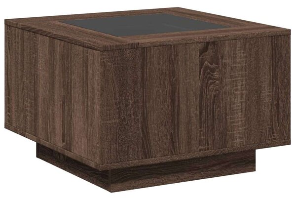VidaXL barna tölgy szerelt fa dohányzóasztal LED-del 60 x 60 x 40 cm