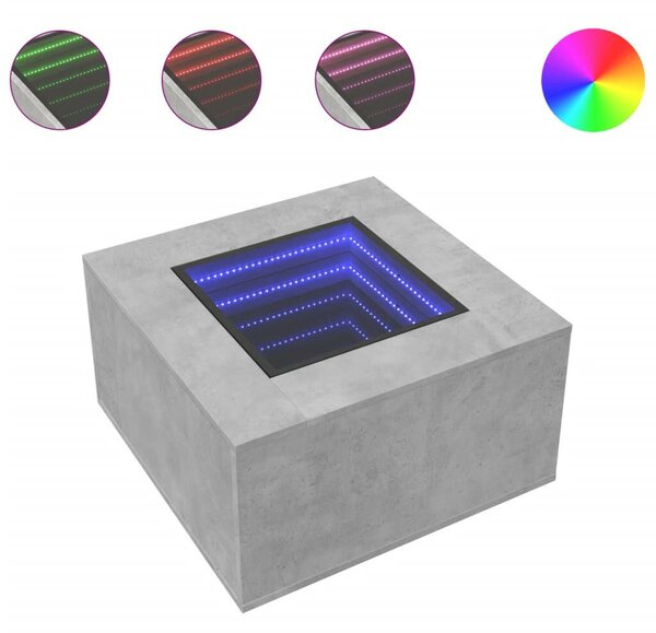 LED Dohányzóasztal Betonhatású - 60x60x40 cm