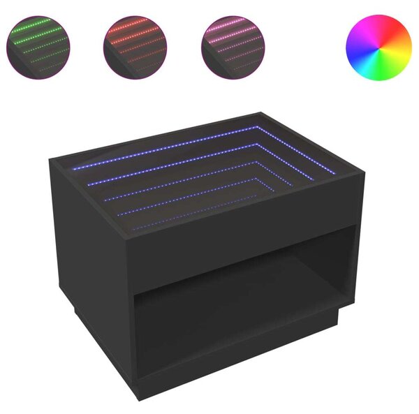 VidaXL LED Dohányzóasztal - Végtelen Tükör - 70x50x50 cm