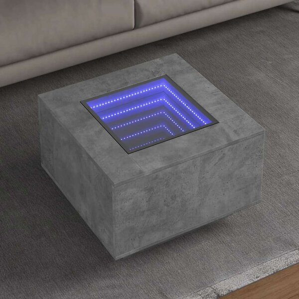 LED Dohányzóasztal Betonhatású - 60x60x40 cm