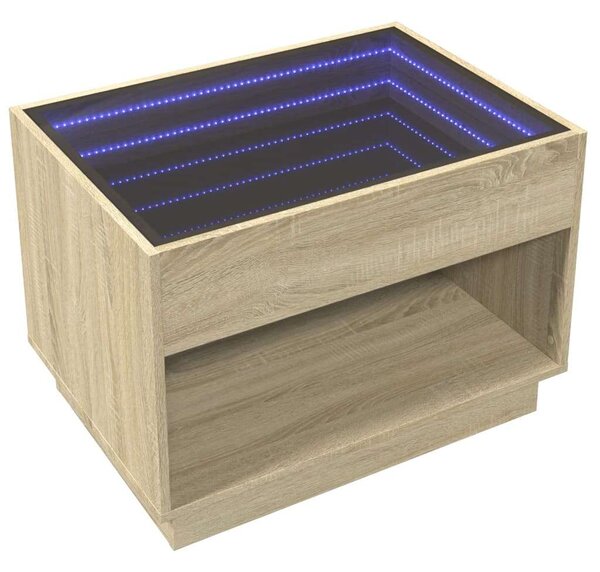 VidaXL LED Tükör Dohányzóasztal - Sonoma Tölgy - 70x50x50 cm